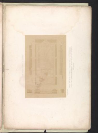 Photographic reproduction of a drawing showing a floor plan of a commercial building in Brussels