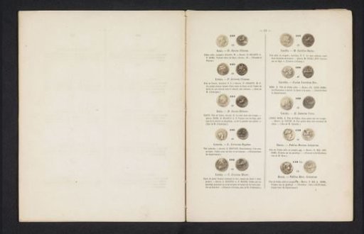 Ten Roman coins, seen from front and back