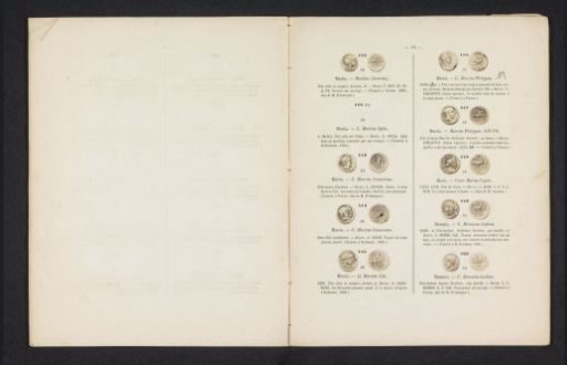 Nine Roman coins, seen from front and back