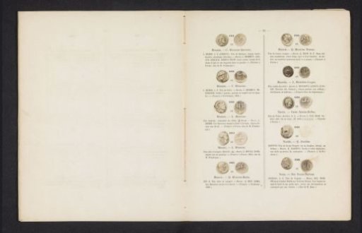 Ten Roman coins, seen from front and back