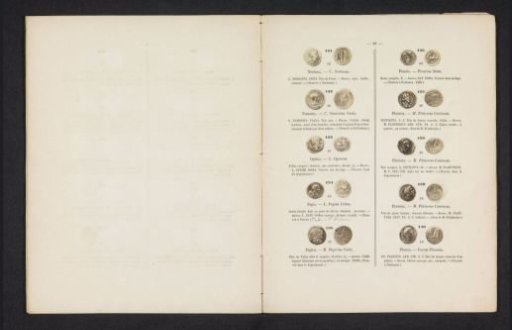Ten Roman coins, seen from front and back