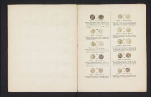 Ten Roman coins, seen from front and back