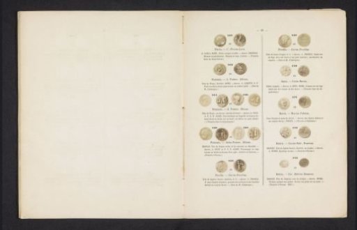 Twelve Roman coins, seen from front and back