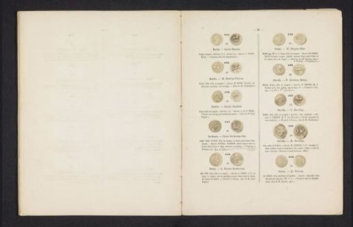 Ten Roman coins, seen from front and back