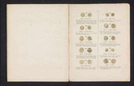 Ten Roman coins, seen from front and back