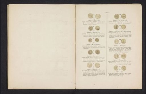 Ten coins with Roman emperors, seen from front and back