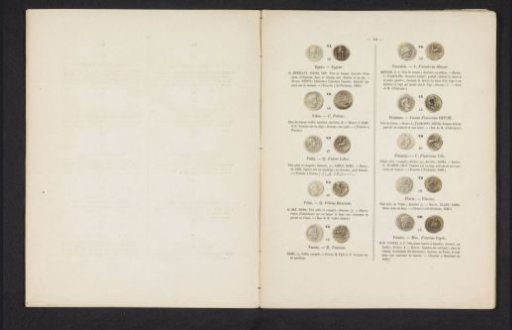 Ten Roman coins, seen from front and back