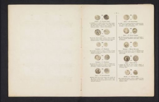 Ten Roman coins, seen from front and back
