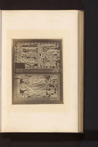 Diptych of ivory with scenes from the New Testament, from the St. Martin's Church in Genoelselderen, displayed at an exhibition of religious objects from the Middle Ages and the Renaissance in 1864 in Mechelen