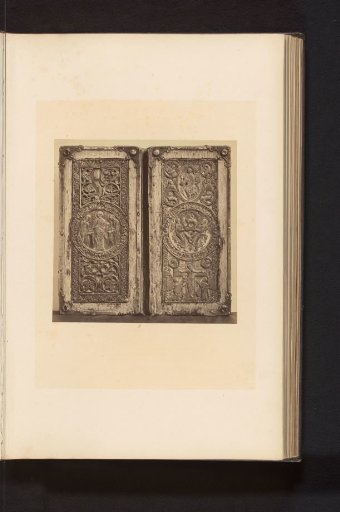 Diptych of ivory with scenes from the New Testament, from the Cathedral of Our Lady in Tournai, displayed at an exhibition of religious objects from the Middle Ages and the Renaissance in 1864 in Mechelen