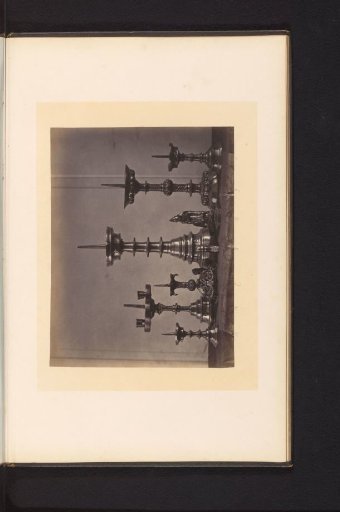 Metal chandelier from a church in Mechelen, displayed at an exhibition of religious objects from the Middle Ages and Renaissance in Mechelen in 1864