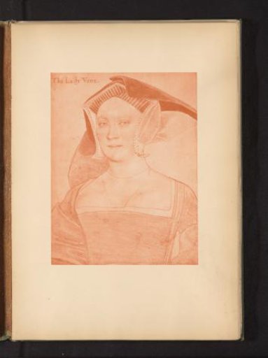 Photographic reproduction of a portrait of Elizabeth Vaux by Hans Holbein
