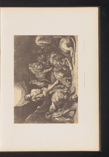 Photographic reproduction of an engraving of Daniel in the Lions' Den by W. de Leeuw, after the painting by Peter Paul Rubens