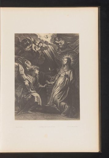 Photographic reproduction of an engraving of The Annunciation by Schelte Adamsz. Bolswert, after the painting by Peter Paul Rubens
