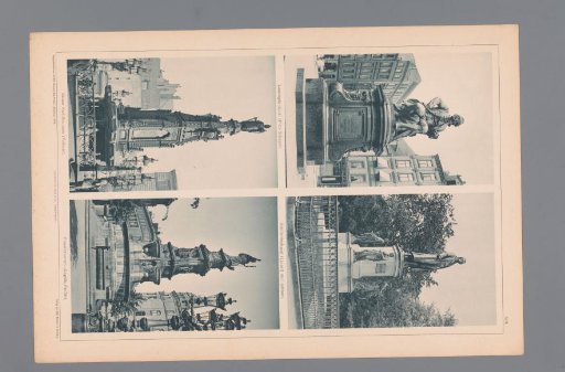 Four Views of Hamburg, Depicting a Statue of Lessing, a Statue of Schiller, the Kaiser Karl Fountain, and the Hansabrunnen
