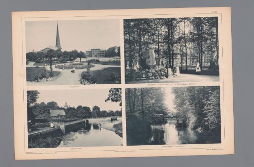 Four views of Hamburg, depicting Wandsbeck, the Matthias-Claudius monument, Poppenbüttel, and Rothenbeker Quellenthal