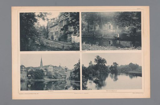 Four views of Bergedorf in Hamburg, depicting Schloss Bergedorf and waterways in Bergedorf