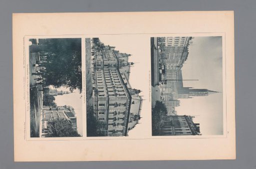 Three Views of Hamburg, Depicting St. Jacob's Church and Horse Market, the Courthouse at Holstenplatz, and the Kirchenallee and Holy Trinity Church