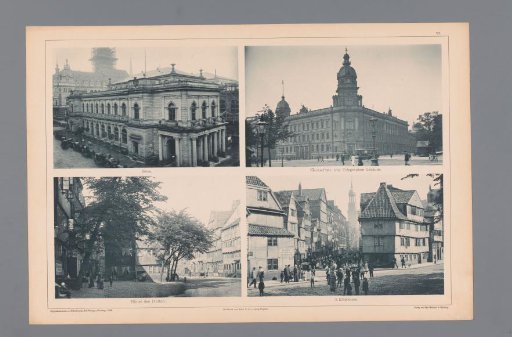 Four Views of Hamburg, Depicting the Stock Exchange, the Imperial Post and Telegraph Service, a Square, and Elbstrasse