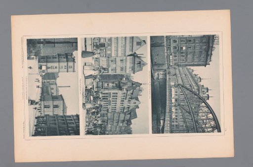 Three Views of Hamburg, Depicting the Dovenhof and Kornhausbrücke, the Messberg Square, the Johanneum, and Speersort
