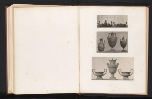 Two inkwells and six vases