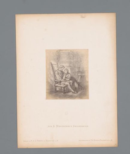 Photographic reproduction of a sketch of a lovers' pair by Albert Hendschel