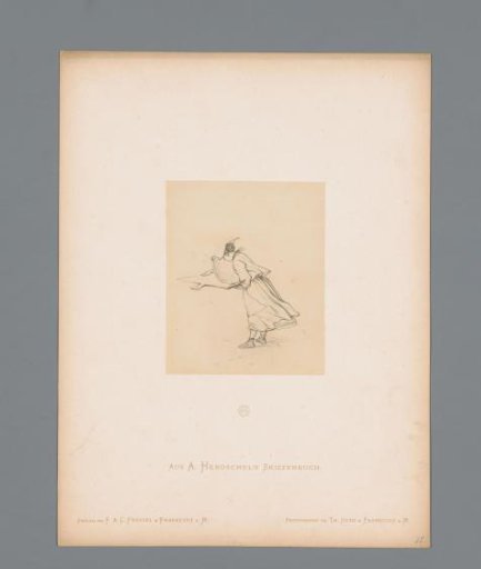Photographic reproduction of a sketch of a maid in a storm by Albert Hendschel