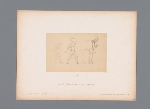Photographic reproduction of a sketch of two shoemakers and a tinker by Albert Hendschel