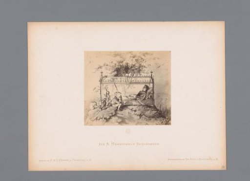 Photographic reproduction of a sketch of Snow White on a bed by Albert Hendschel