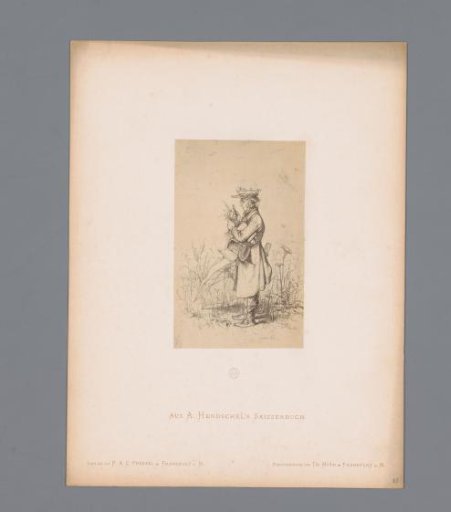 Photographic reproduction of a sketch of a botanist by Albert Hendschel
