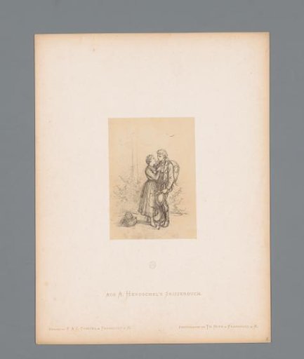 Photographic reproduction of a sketch of the farewell of a lovers' pair by Albert Hendschel
