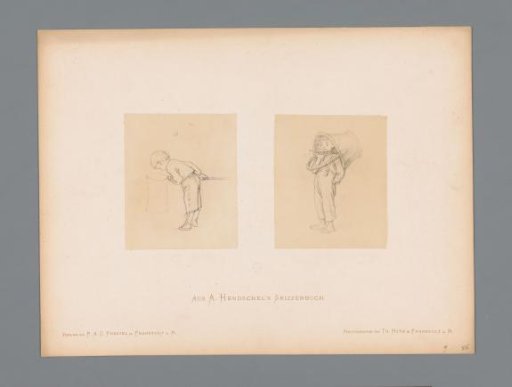 Photographic reproductions of two sketches of a boy by Albert Hendschel