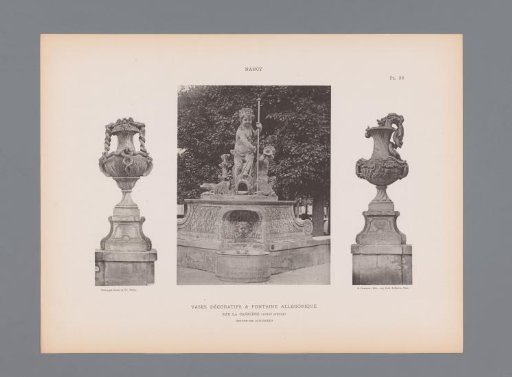 Fountain and two ornamental vases on Place de la Carrière, Nancy