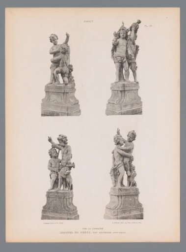 Four views of statues on Place de la Carrière, Nancy