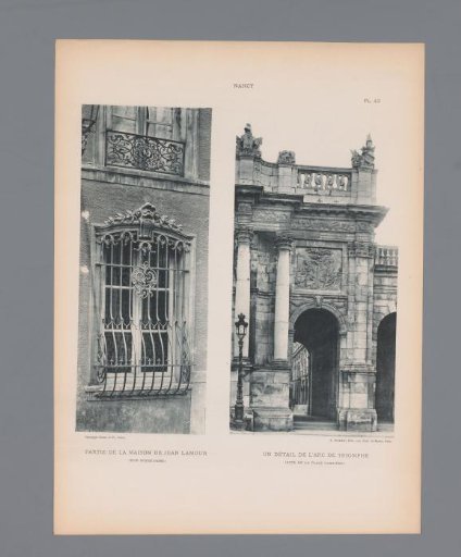 Detail of the Maison de Jean Lamour and a detail of the Arc Héré, Nancy