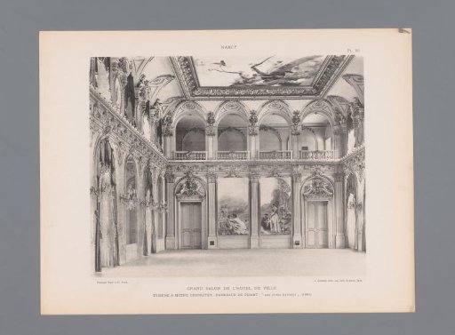 Interior of the great hall in the town hall of Nancy