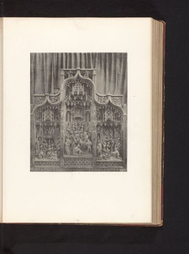 Oak altarpiece from the Saint Waltrudis Church in Herentals, displayed at an exhibition of religious objects from the Middle Ages and Renaissance in 1864 in Mechelen