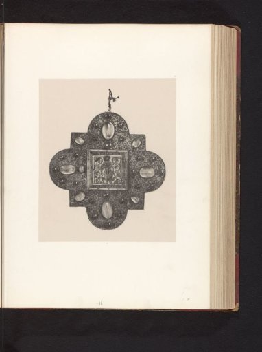 Copper banner from the collection of the Soeurs de Notre-Dame de Namur, displayed at an exhibition of medieval and Renaissance religious objects in Mechelen in 1864