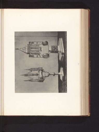 Two silver monstrances with relics, displayed at an exhibition of medieval and Renaissance religious objects in Mechelen in 1864