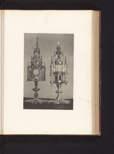Two gilded monstrances, displayed at an exhibition of religious objects from the Middle Ages and Renaissance in 1864 in Mechelen