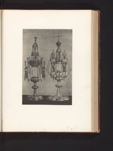 Two gilded monstrances, displayed at an exhibition of religious objects from the Middle Ages and Renaissance in 1864 in Mechelen