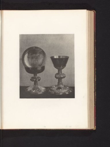 Two chalices and a paten, displayed at an exhibition of religious objects from the Middle Ages and Renaissance in 1864 in Mechelen