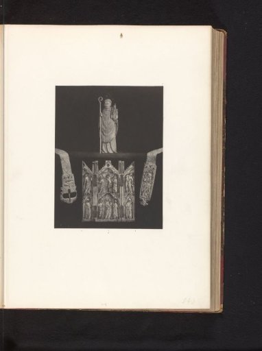 Triptych of ivory with scenes from the New Testament and three other ivory religious objects, displayed at an exhibition of religious objects from the Middle Ages and Renaissance in 1864 in Mechelen