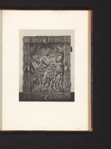Bookbinding with the Madonna and Child and Peter and Paul from the Basilica of Our Lady in Tongeren, displayed at an exhibition of religious objects from the Middle Ages and Renaissance in 1864 in Mechelen
