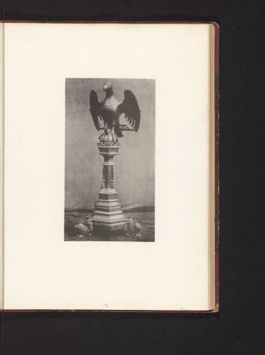 Sculpture of an eagle on a pedestal from the Basilica of St Martin in Halle, displayed at an exhibition of religious objects from the Middle Ages and Renaissance in 1864 in Mechelen