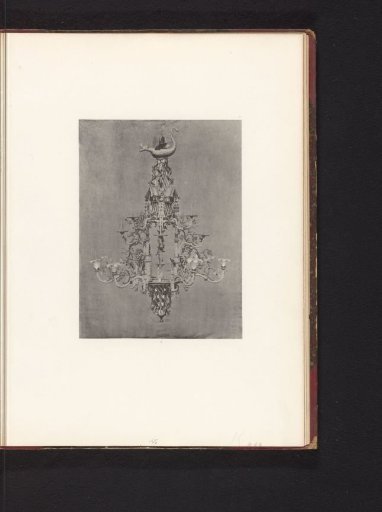 Wrought-iron chandelier from St. Bavo's Cathedral in Ghent, displayed at an exhibition of medieval and Renaissance religious objects in Mechelen in 1864