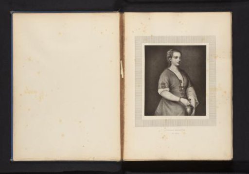 Reproduction of a print of a painted portrait of the daughter of Titian after Titian