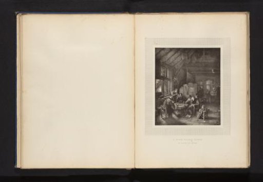 Reproduction of a print of a peasant company in a tobacco and brandy tavern after Adriaen van Ostade