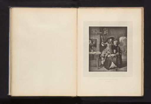 Reproduction of a print of a painted self-portrait of Gabriël Metsu with his wife