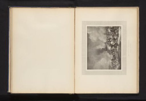 Reproduction of a print of a battlefield with cavalry after Philips Wouwerman